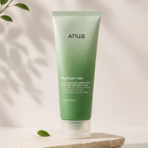 Anua Heartleaf Quercetinol Cleansing Foam, Korean facial cleanser for pores and blemishes