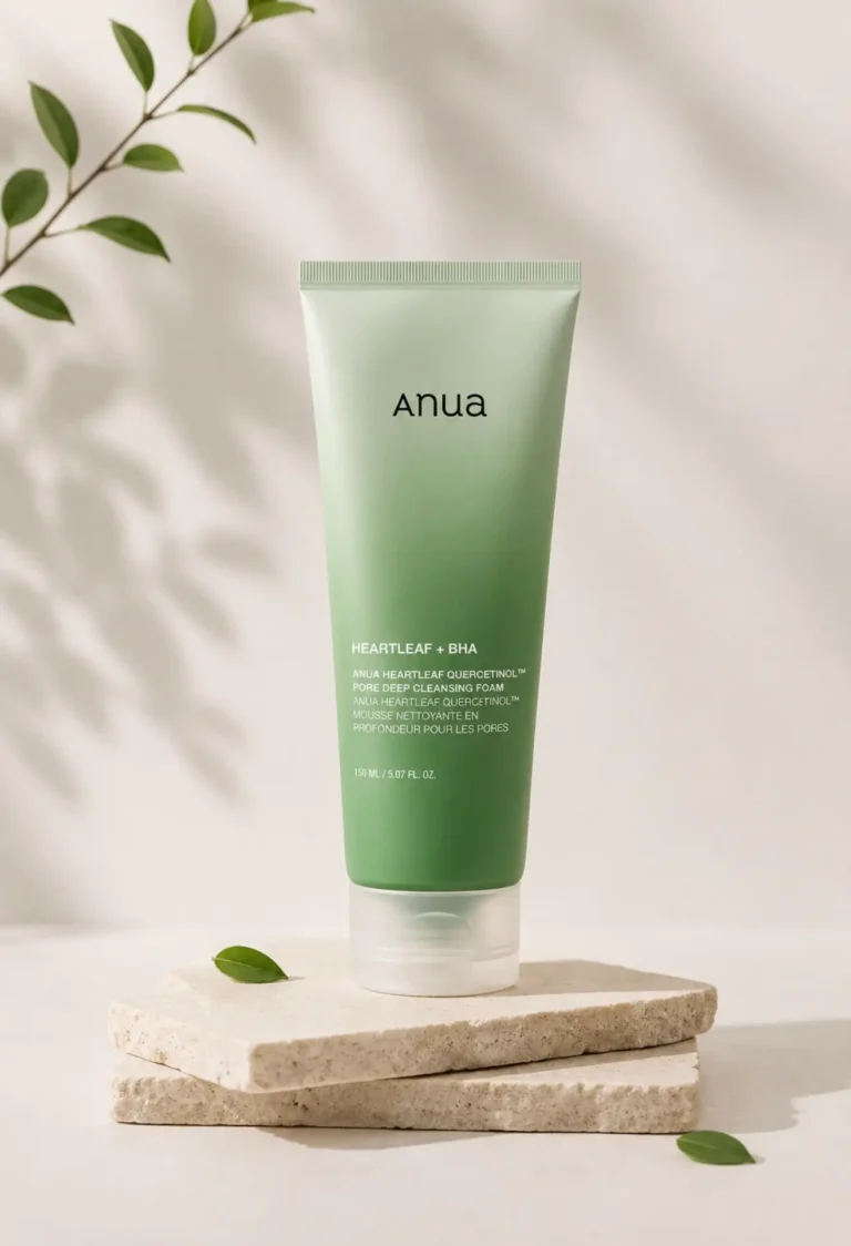 Anua Heartleaf Quercetinol Cleansing Foam, Korean facial cleanser for pores and blemishes