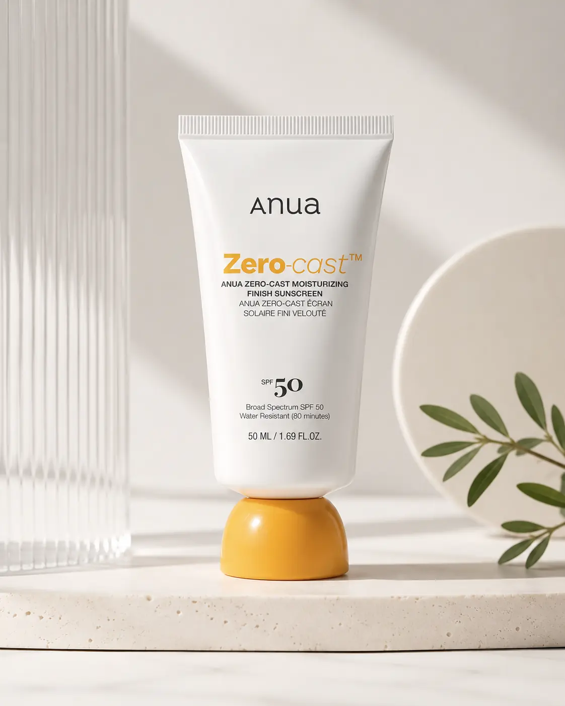 Anua Zero Cast Sunscreen SPF 50, moisturizing Korean facial sunscreen for daily protection