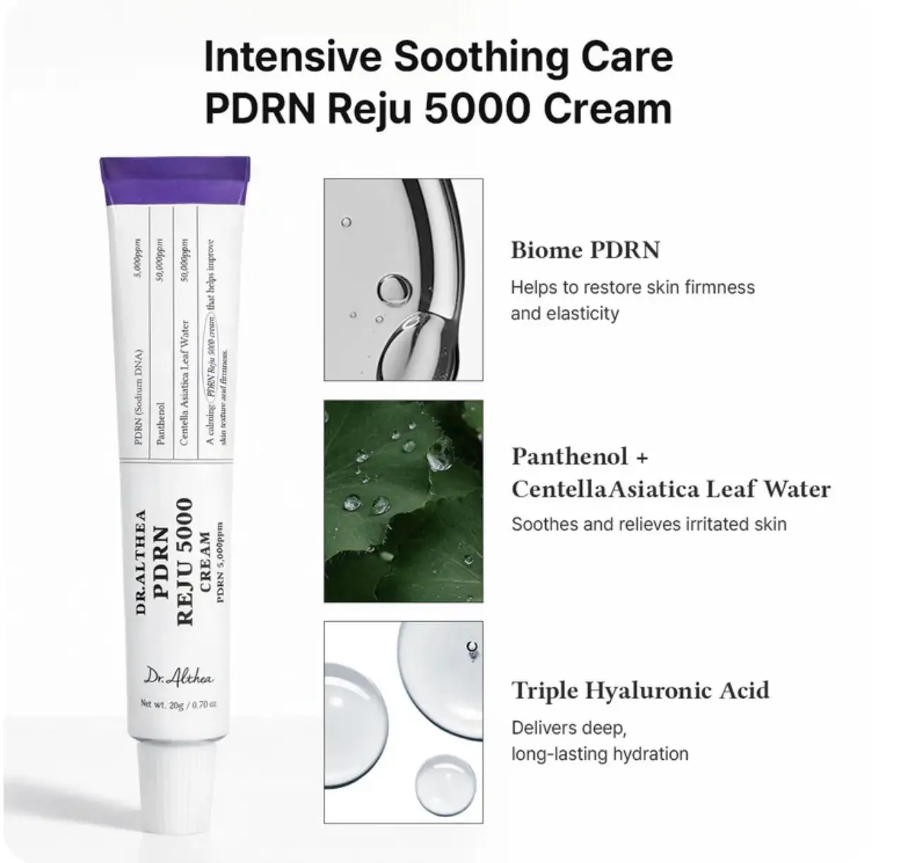 Dr. Althea PDRN Reju 5000 Cream, Korean face moisturizer for dry and dehydrated skin